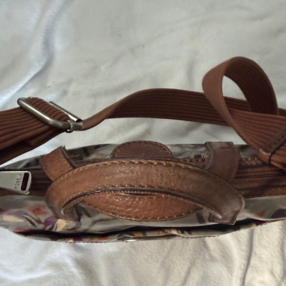 Fossil Crossbody Bag with Bird Design - Brown and Gray and Purple - Picture 8 of 15